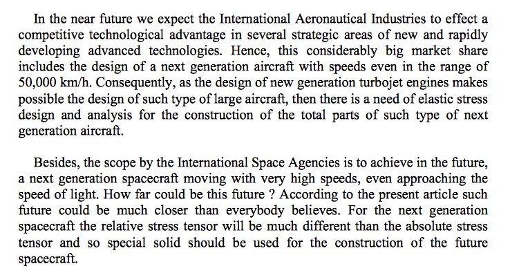But then this -- apparently we will soon be riding in aeroplanes moving at speeds in excess of earth's escape velocity. You wouldn't want the brakes to fail...