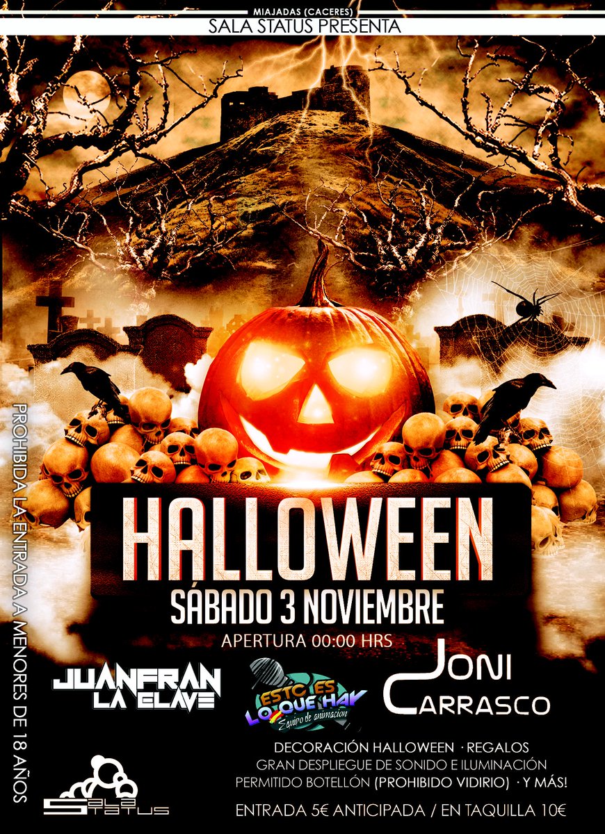 Muy buenas Amig@s!!!
Comenzamos una nueva temporada con la fiesta mas terrorifica del año🕷🕸👻💀
   🎃🎃HALLOWEEN🎃🎃
🔁 ó ❤️ Para conseguir uno de los reservados VIP que sorteamos.