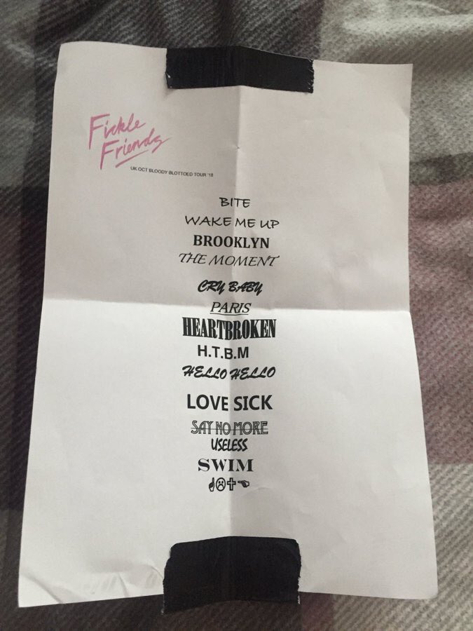 the set list from last night.