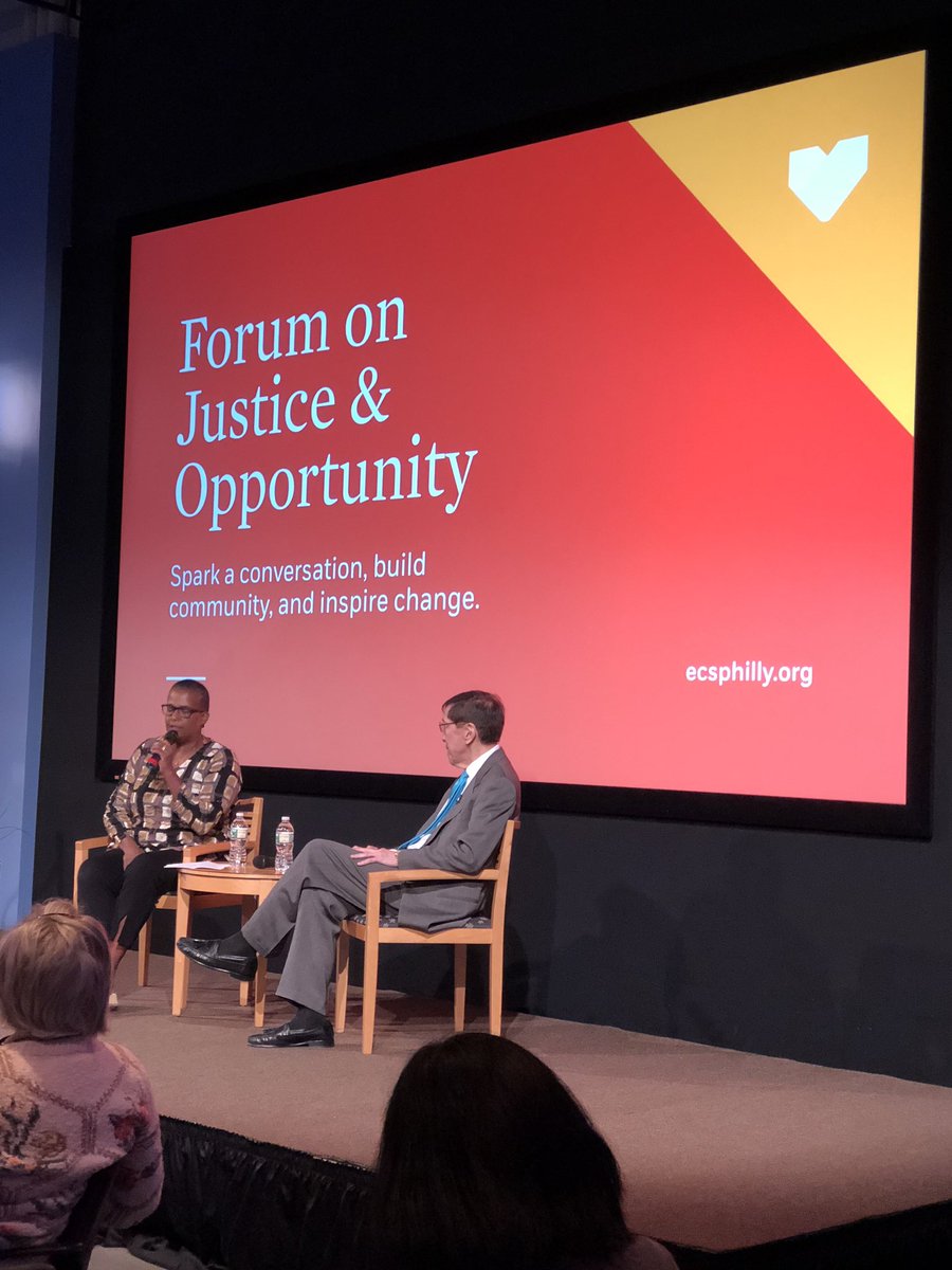 ECSPhilly's tweet photo. .@AnnetteJH interviewing @deraldwingsue about racial microaggressions after his keynote speech at the Forum on Justice & Opportunity. #ECSForum18 https://t.co/MuiAYNypwa