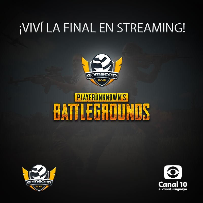 canal10uruguay's tweet photo. Viví la final de PUBG por STREAMING en vivo en la web de Canal 10 → https://t.co/vBmFYDwei1 🎮😀🙌
#GameCon2018 #PUBG https://t.co/TIeT4zbePk