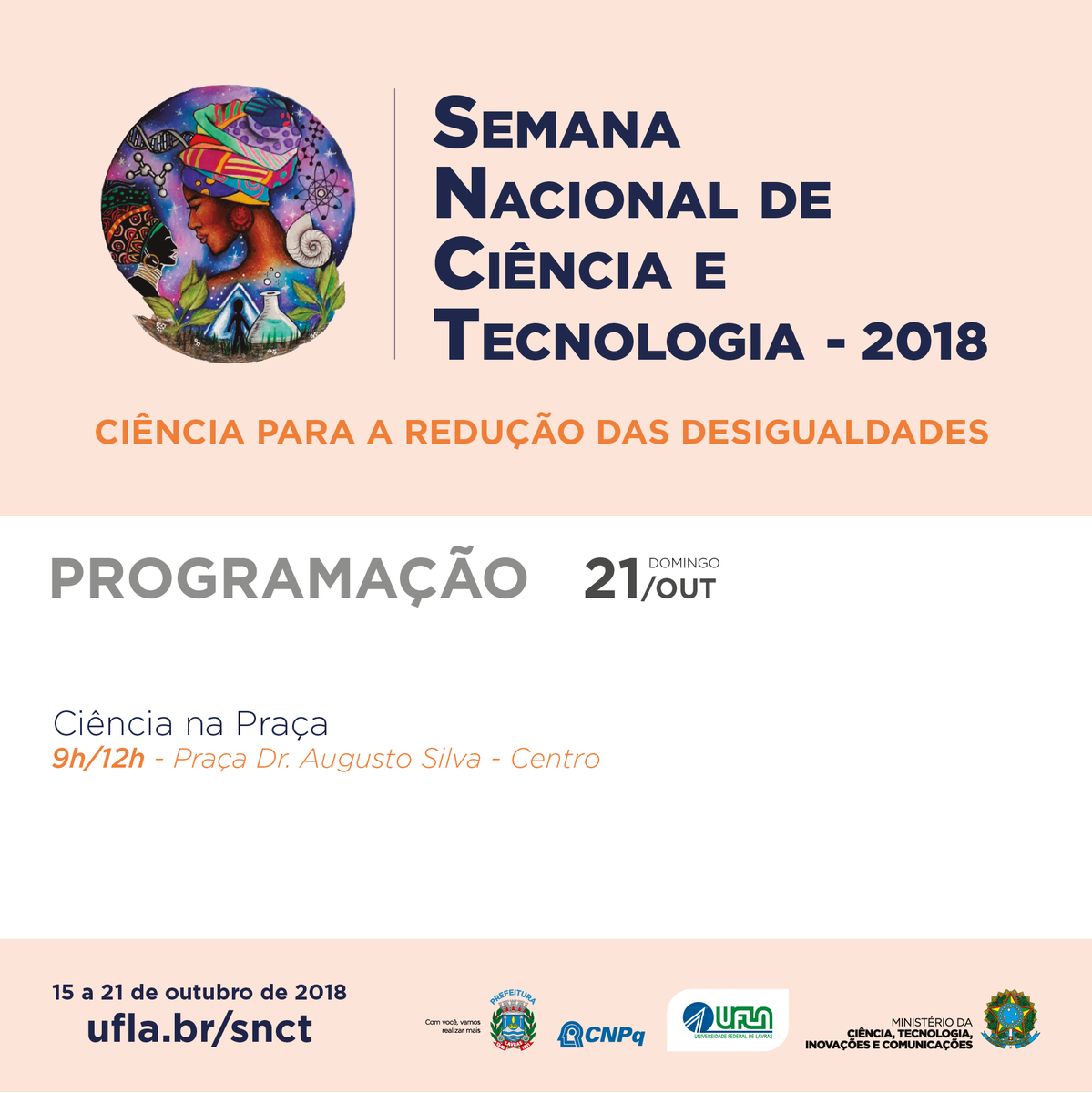 uflabr's tweet photo. Confira a programação completa da Semana Nacional de Ciência e Tecnologia #SNCT2018 no site https://t.co/UADYNkBbMK https://t.co/RMopn8AM71