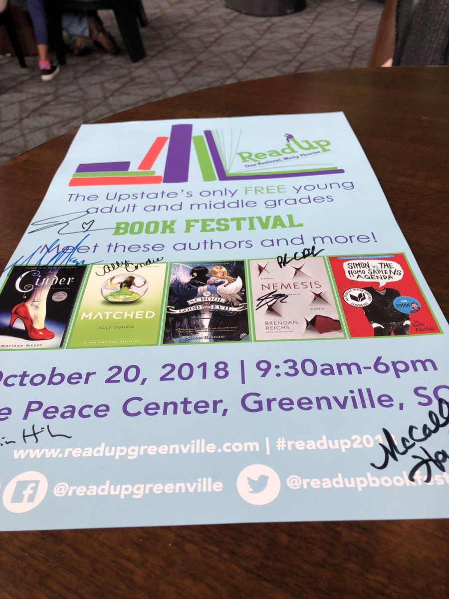 sarahpjustice's tweet photo. Loving my day at @readupbookfest with @candidlibrarian #readup2018 #authorstalking https://t.co/OmdPf3OHCI