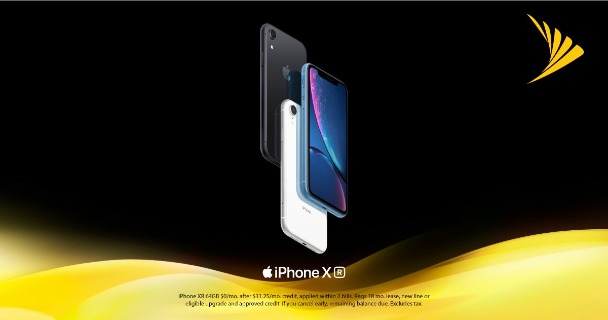 SprintPalmhurst's tweet photo. Pre-order your brilliant new iPhone XR now at Sprint and get it for $0/mo. with eligible trade-in and Sprint Flex lease. https://t.co/s8zbdzEdZp