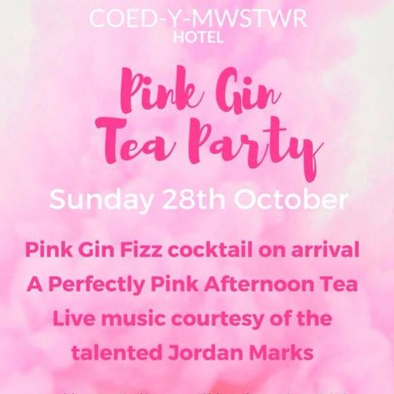 In honour of breast cancer awareness month, we've teamed up with <a href="/CoppaFeelPeople/">CoppaFeel!</a> charity to bring you a fabulous afternoon of live music, pink gin, a pink afternoon tea and raffle prizes galore! For further information and to book your space, call us on 01656 860621! #Thinkpink