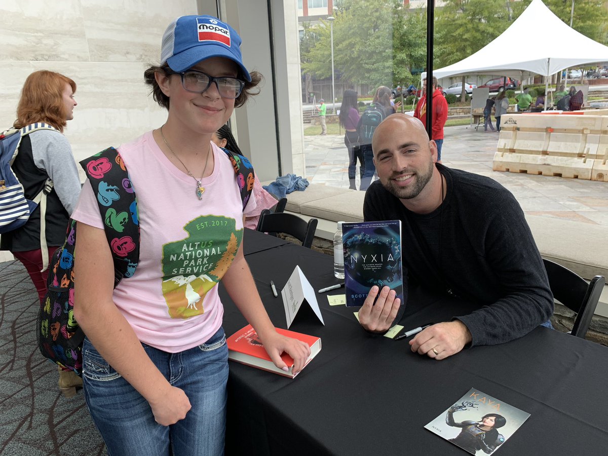 jenniforaday's tweet photo. What a dream Saturday this was for my budding author! Writing panels, fabulous authors, and amazing personalities! Thank you, @peacecenter for hosting #ReadUp2018 #ReadUpGreenville https://t.co/uRDgl7SIVV