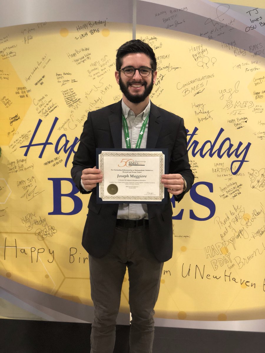 DavidMeaney3's tweet photo. Congrats to Joe Maggiore, #PennBE senior, who received a @BMES undergraduate research award at BMES 2018! https://t.co/ZDE1hJehUe