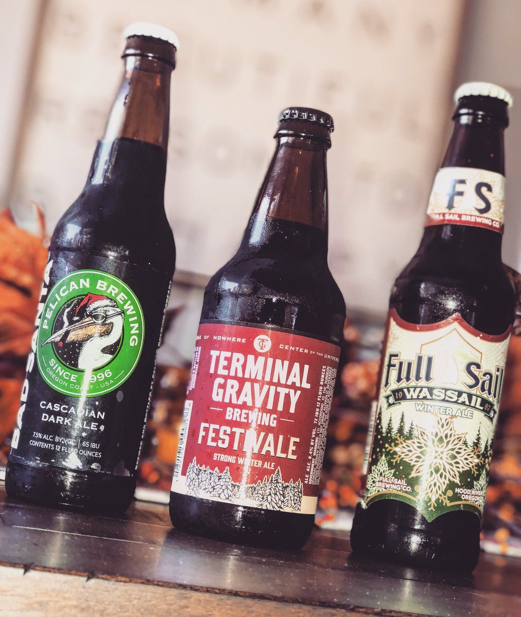 OR_BeerGoggles's tweet photo. Winter beer season is upon us! Starting with these beauties from @PelicanBrewCo @TGBrew and @FullSailBrewing 🍻 ❄️ 🎅🏻 🍺
#WinterAle #OregonBeer #CraftBeer #PelicanBrewing #TerminalGravity #FullSail #Portland #PDX #Portlandia https://t.co/bldpU03ZM3