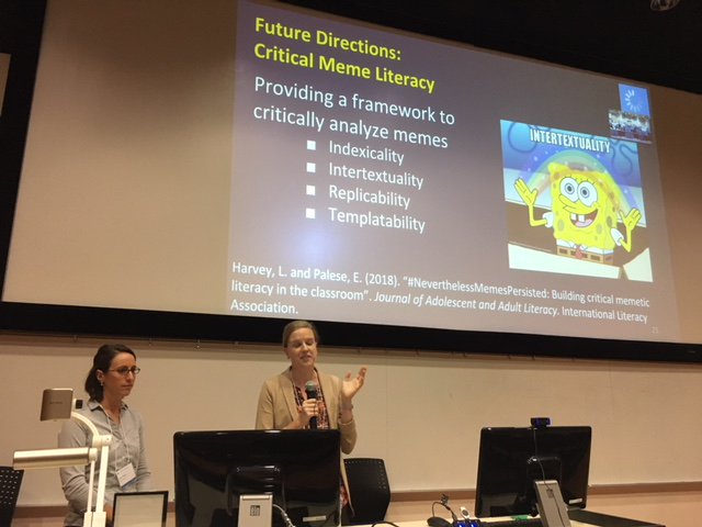 jillcastek's tweet photo. #L2DL #CERCLL @lharv1381 Emily Palese discuss their 2018 piece #NeverthelessMemesPersisted:
Building Critical Memetic Literacy in the Classroom forthcoming in #JAAL. Wow!! Mind Blown!! https://t.co/yAjnnWrV2A