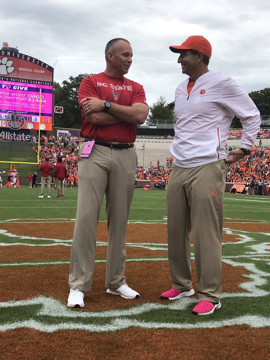 GameDayCharlie's tweet photo. Doeren and Dabo #NCStatevsClemson #ABC11 https://t.co/TTalACMShh