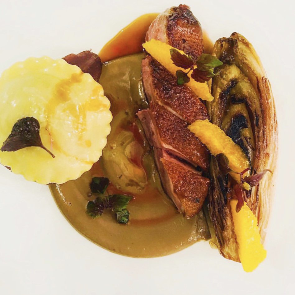 No9ParkBOS's tweet photo. Duet of Rohan Duck -
parsnip raviolo, bosc pear, wild mushroom
-.-.-
#no9park #no9menu #eeeeeats #bostoneeeeeats #duck #Artofplating https://t.co/lBJUByDqpJ