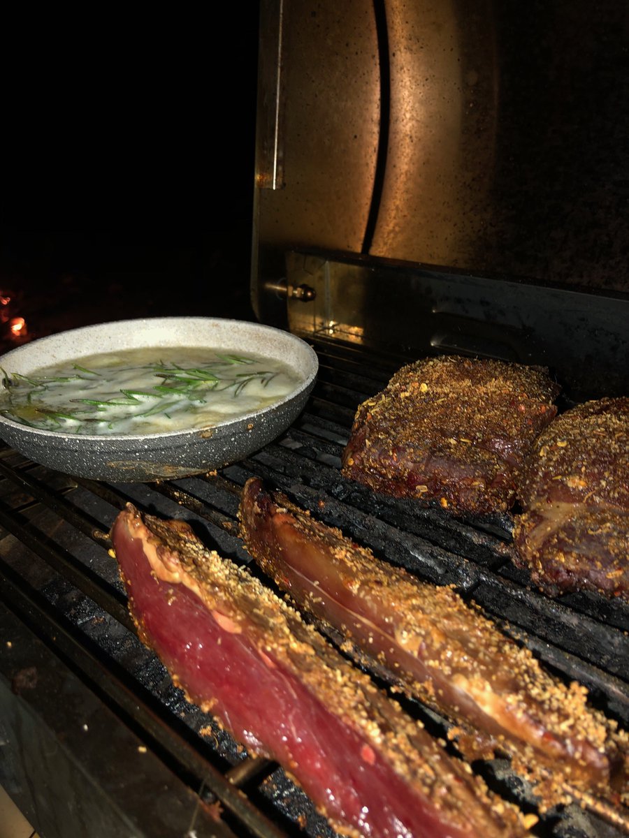 AppaloosaL's tweet photo. Riverside dinner - bear steaks, deer tenderloin and LOTS of butter! #bearhunting #deerhunting #whitetailhunting #tenderloin #venison #outdoorcooking #bbq #fallbbq #foodporn #instafood #gamemeat #fieldtoplate #dinnertime #organic https://t.co/97T7oPBJwU