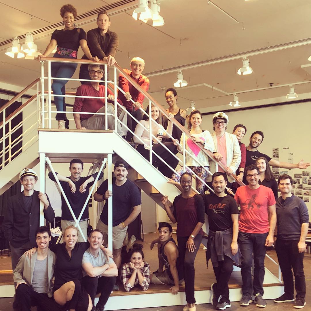 BlogHSM4ever's tweet photo. "The cast of Anything Goes at @arenastage took a moment during rehearsal to take a family photo on one of our set pieces. #arenaanythinggoes #asailorslife #washingtondc #musicaltheater" - .@brent_mcbeth via IG https://t.co/yVJ4UnE53A