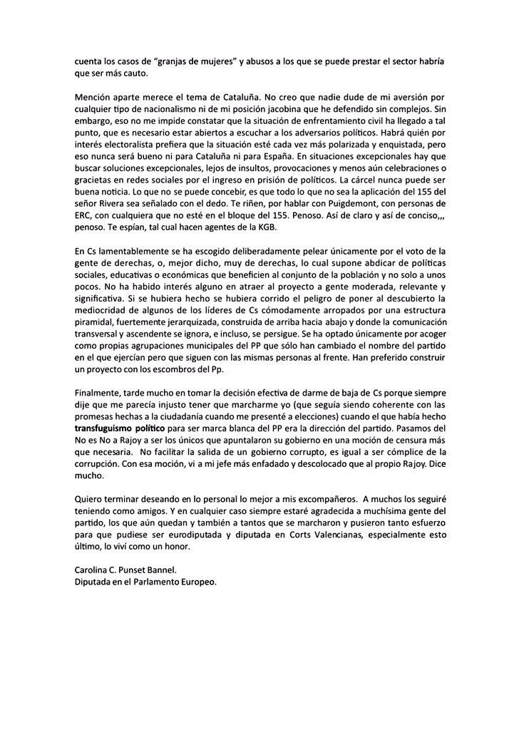 AguarVila's tweet photo. Querida @CarolinaPunset valoro sobremanera tu coherencia, sensatez y valentía al renunciar, igual que lo hice yo, a un partido de mediocres q solo buscan su rédito personal y engañar a la ciudadanía. La dignidad no tiene precio. Un abrazo https://t.co/jH1OuuRd08