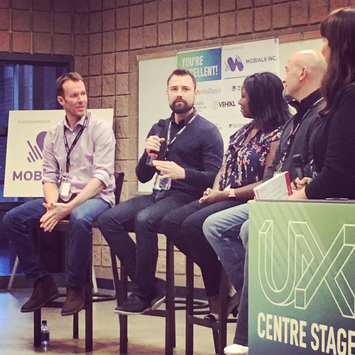 LadiesThatUXLDT's tweet photo. Panel is well under way at UX Centre Stage! Awesome sharing, and learning more about these amazing #ux professionals. #uxcs2018 #ldnont #londonontario https://t.co/17fER3rNUK
