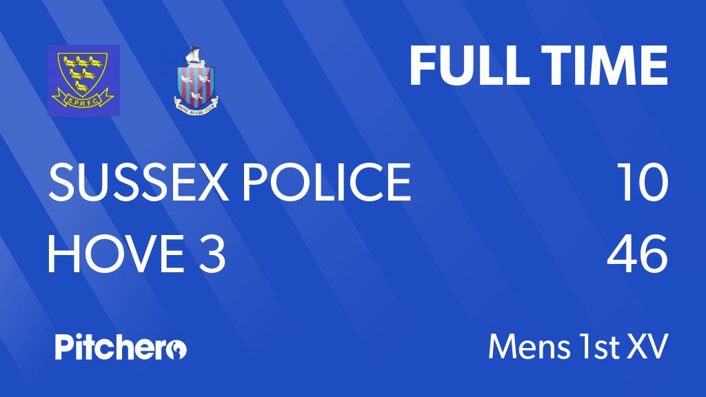 SussexPoliceRFC's tweet photo. FULL TIME: Sussex Police 10 - 46 Hove 3
#SUSHOV #Pitchero
https://t.co/lUISomBoH4 https://t.co/qYm1k5aalS