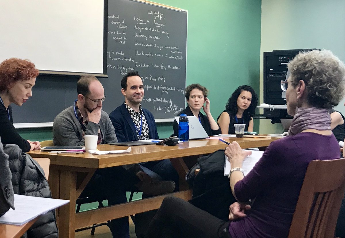 DrAdrianBlau's tweet photo. My panel at #APT2018 on #populism and hypocrisy. Left to right: @CarlaYumatle, @BLMcKean, @DrAdrianBlau, @emmapebble, and @ninenka. (Not pictured: our excellent discussant Ayten Gundoglu.) Great feedback on my paper on Habermas, bullshit and post-truth politics. @APTOfficialNews https://t.co/B3RilZpXpY