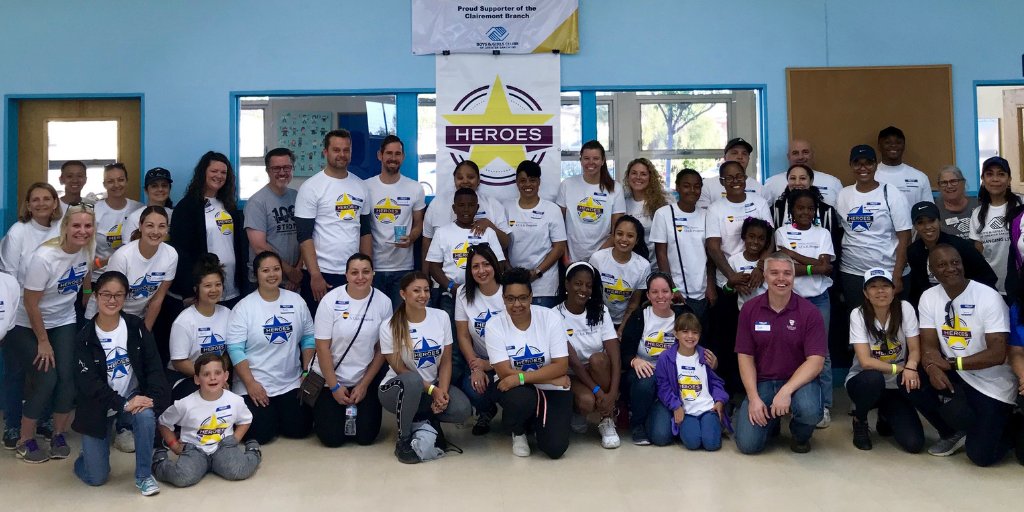 Bridgepoint_Ed's tweet photo. Today our employees and @AshfordU students participated in a club cleanup at the Boys &amp; Girls Clubs' Clairemont, San Diego, branch. We painted rooms, cleaned and scrubbed walls, painted blacktops, and gave the staff lounge a makeover! @BGCofGreaterSD #MyBPI https://t.co/OQnGdZ7QYW