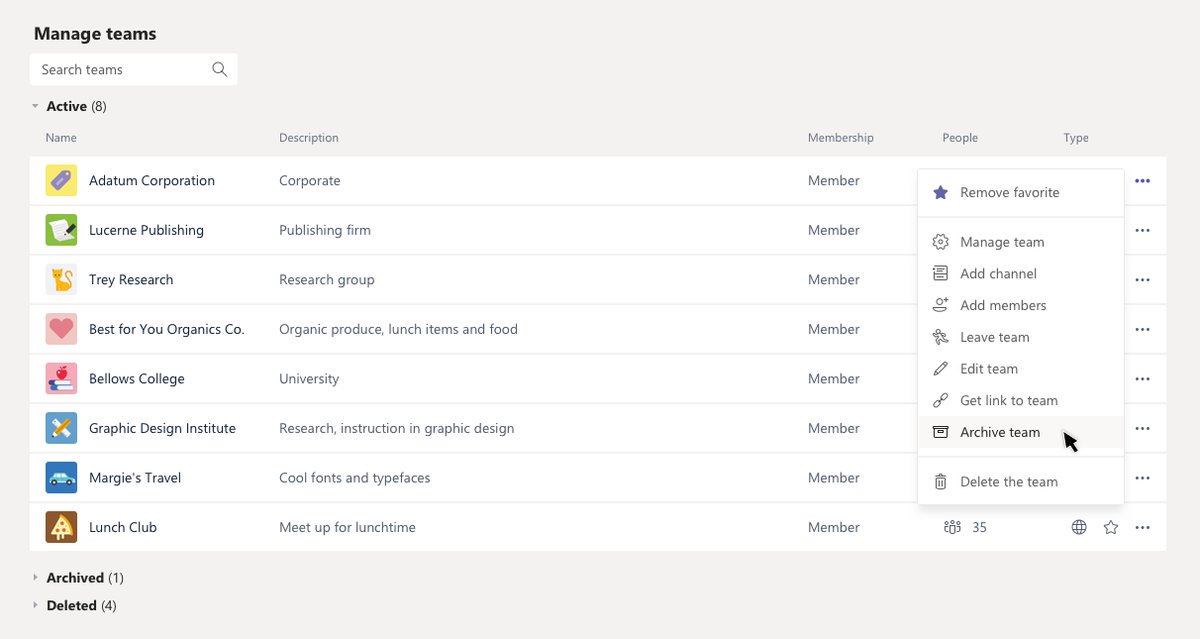 MicrosoftTeams's tweet image. Inactive teams can be archived in #MicrosoftTeams by team owners for future reference and can later be restored. msft.social/lTj7ip
