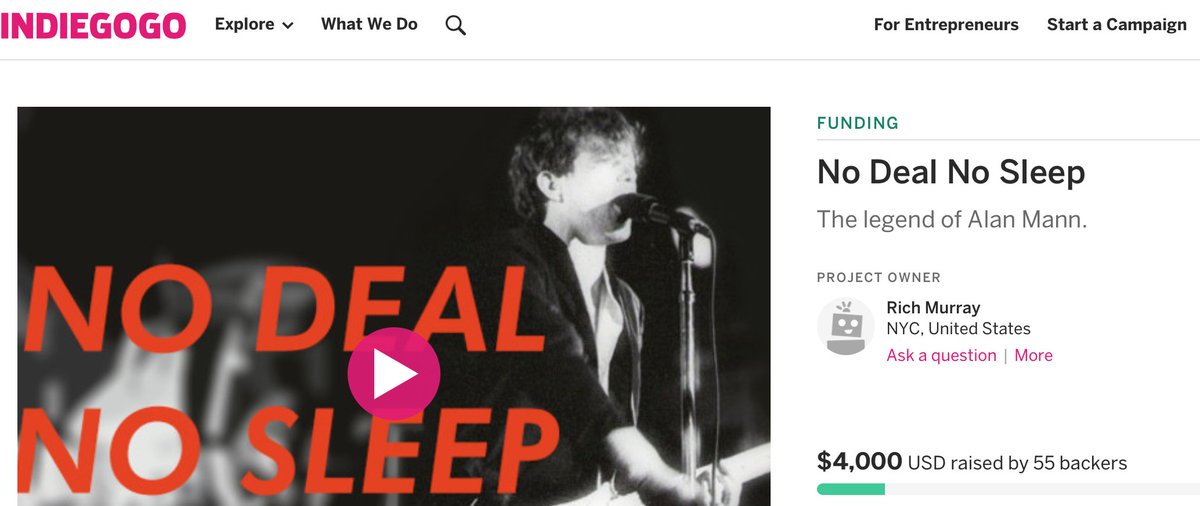 We made it to $4K and to get to $5K by tmrw (end of #crowdfunding campaign) we just need 40 folks at $25 each! Donate to #NoDealNoSleep: bit.ly/2N7aqPW &/or Plz RT #rockandroll #documentary #indiefilm #finishingfunds #indiegogo #Philadelphia #music #the80s #philly