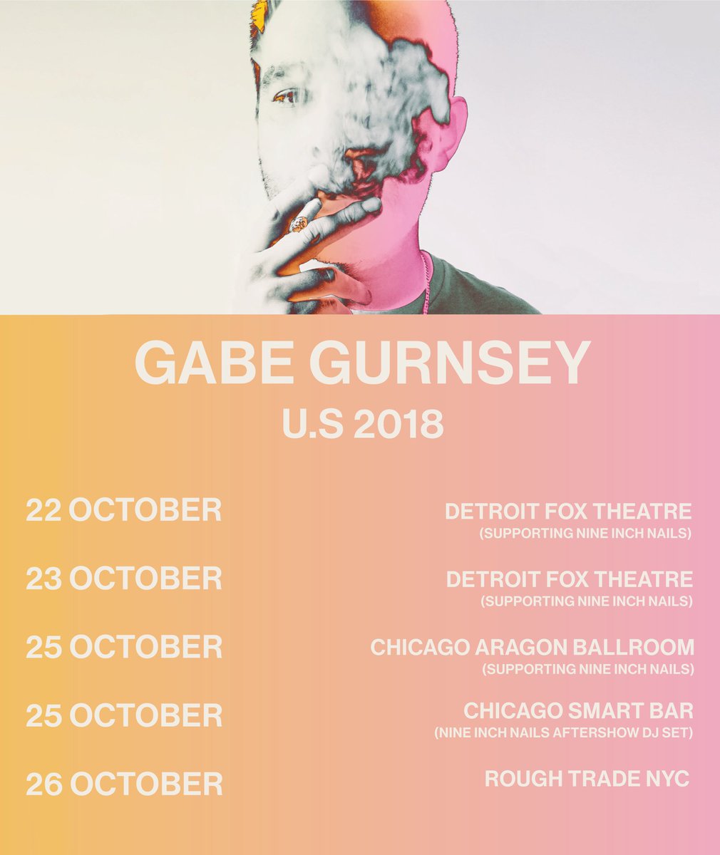 Gabe Gurnsey (@gabegurnsey) on Twitter photo See you very soon America👌🏻
Heading over to support <a href="/nineinchnails/">nine inch nails</a>, DJ @SmartBar + live in NYC for <a href="/RoughTradeNYC/">RoughTradeNY</a> Can't wait
facebook.com/events/3420213… See you very soon America👌🏻
Heading over to support <a href="/nineinchnails/">nine inch nails</a>, DJ @SmartBar + live in NYC for <a href="/RoughTradeNYC/">RoughTradeNY</a> Can't wait
facebook.com/events/3420213…
