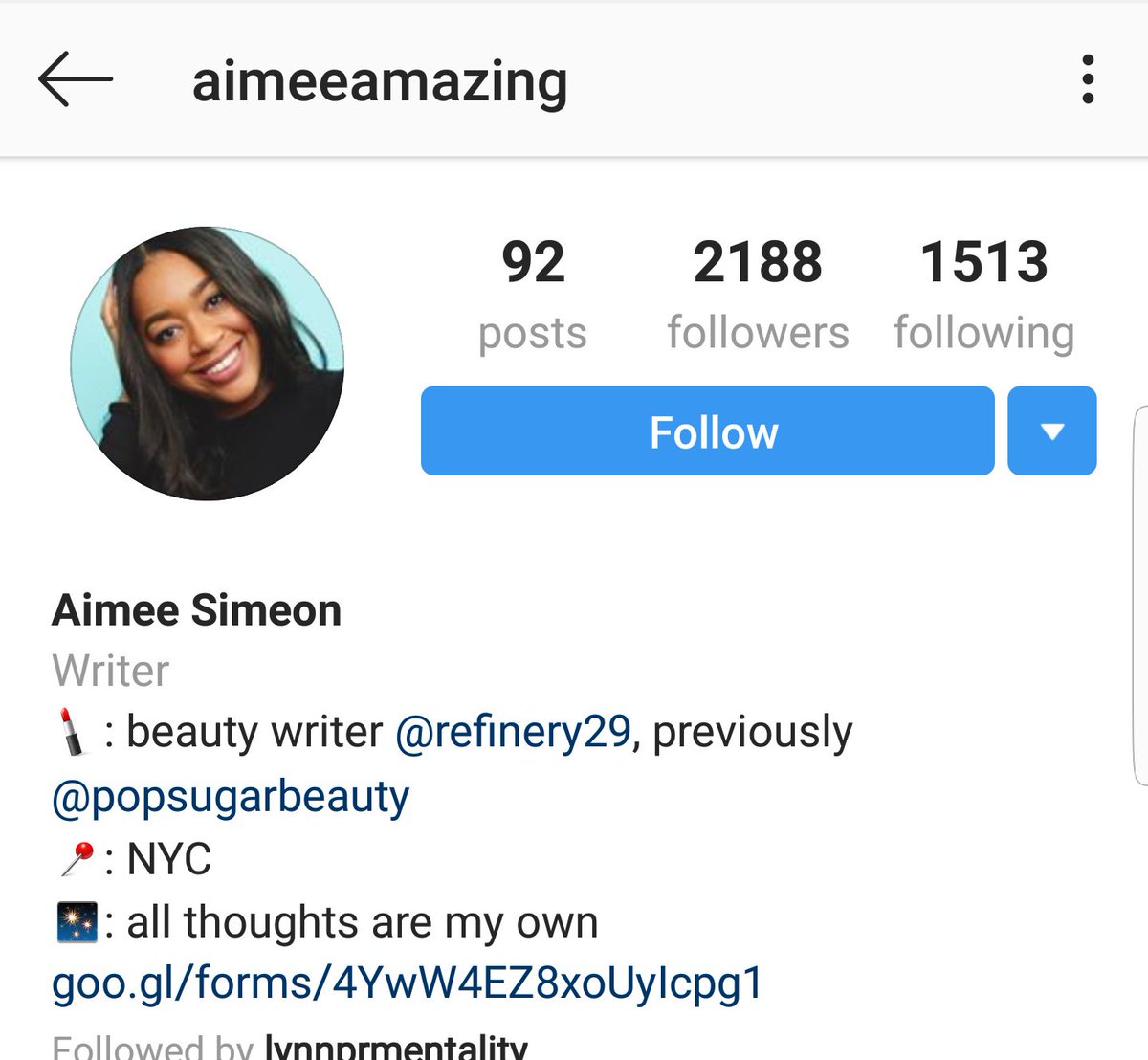 Aimee SimeonIG: AimeeamazingWriterBeauty writer at refinery29