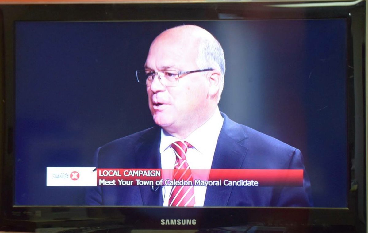 SATURDAY: Tune in to see the Dufferin-Caledon Rogers TV (Cable 63) coverage of your #Caledon mayoral candidates in-studio interviews w/ host Ian McGugan, 4 pm. Future viewings include Sun. Oct. 21 at 1:30 pm &amp; Mon. Oct. 22 at 2:30 pm. Watch it here: rogerstv.com.