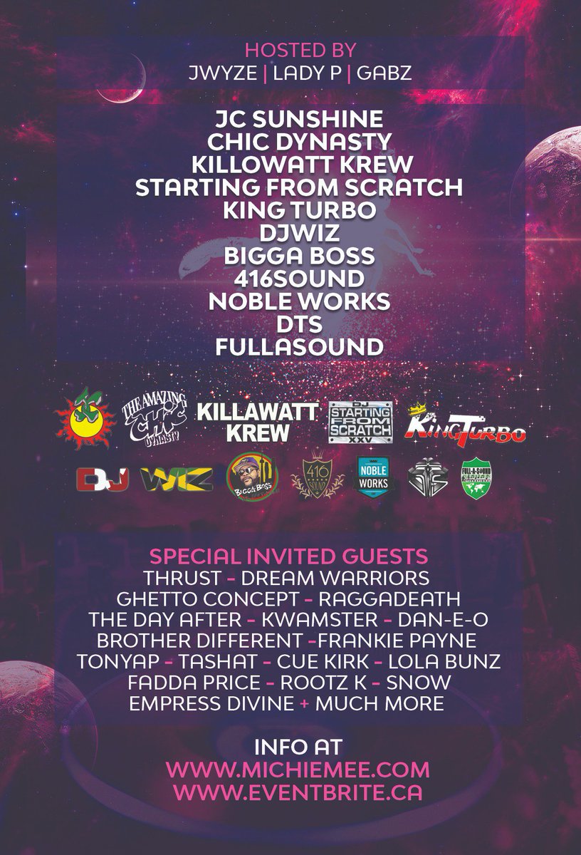 MichieBadgalMee's tweet photo. #SCORPIOBASH #JCSUNSHINE #KillawattKrew #CHICDynasty #DTS #DjStartingFromScratch #KINGTURBOWorldClashChampions #BIGGABOSS #DJWIZ #NOBLEWORKS #416SOUND hosts LadyP of KillawattKrew , JWyze, Gabz #LIVECYPHER #SpecialIvitedGuest #music #lovers pass thru&DANCE !!! https://t.co/71Pi42d5cr