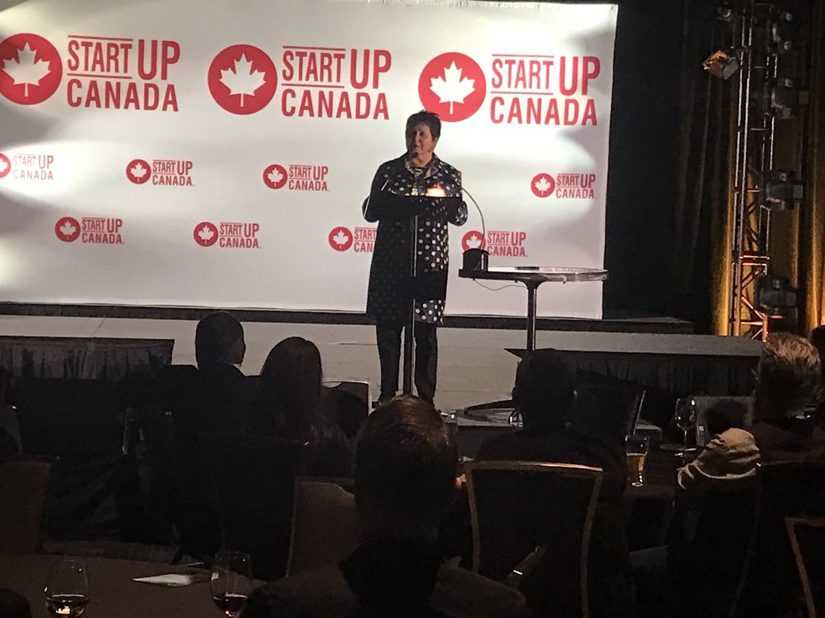 Startup_Canada's tweet photo. "We welcome you with arms wide open, we shake your hands with our hearts." Claudette Commands is giving our audience a very warm and inspiring welcome at the #startupcanawards #StartupDay https://t.co/GBo18bOXcQ