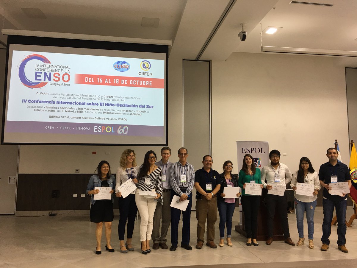 WCRP_CLIVAR's tweet photo. Best Overall Poster and Outstanding Posters award for Early Career Scientists and Students at #ENSO2018 https://t.co/rFiy73mY7d