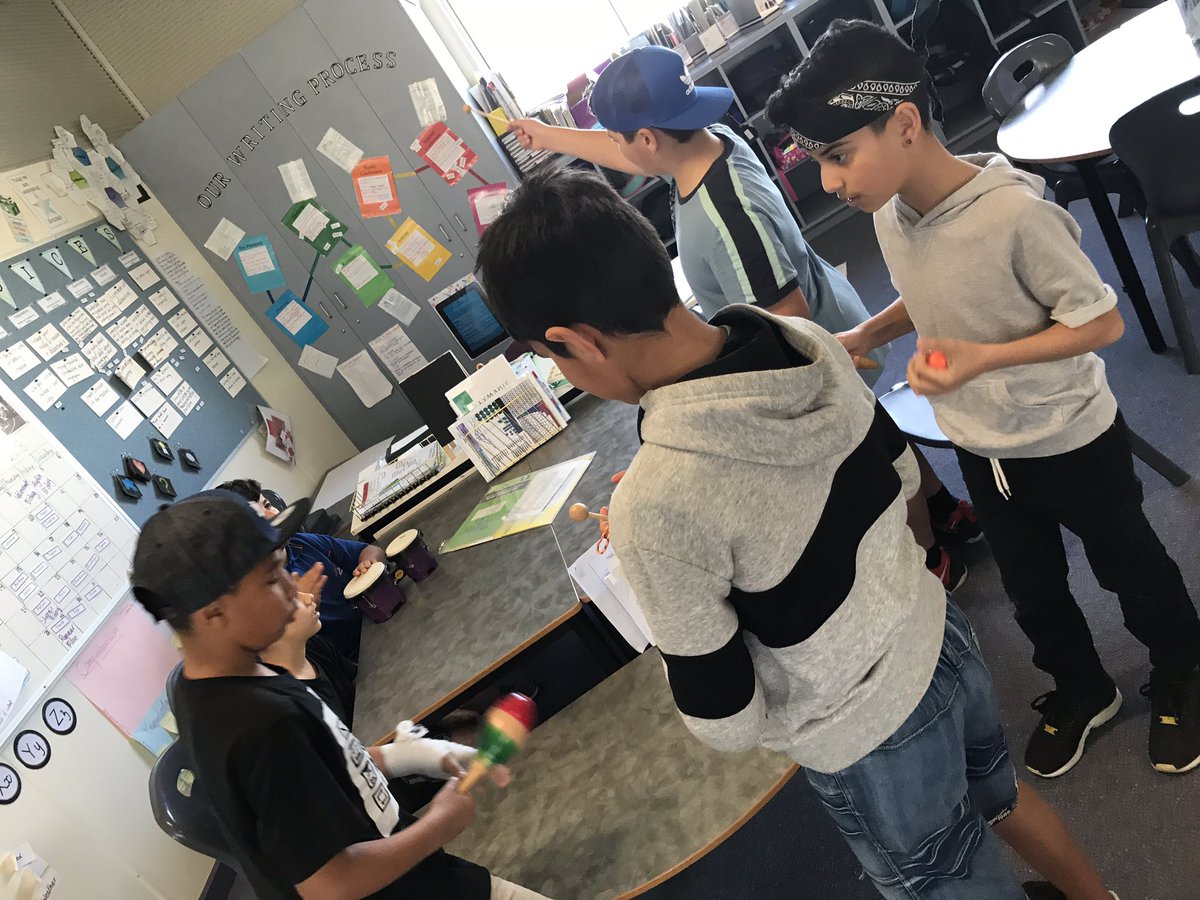 Ms_Anderson_4B's tweet photo. 4B visualising a scene from the text storm boy and using musical instruments to recreate the sound of a storm. @AitkenCreekPS https://t.co/FLBVVCbp8p