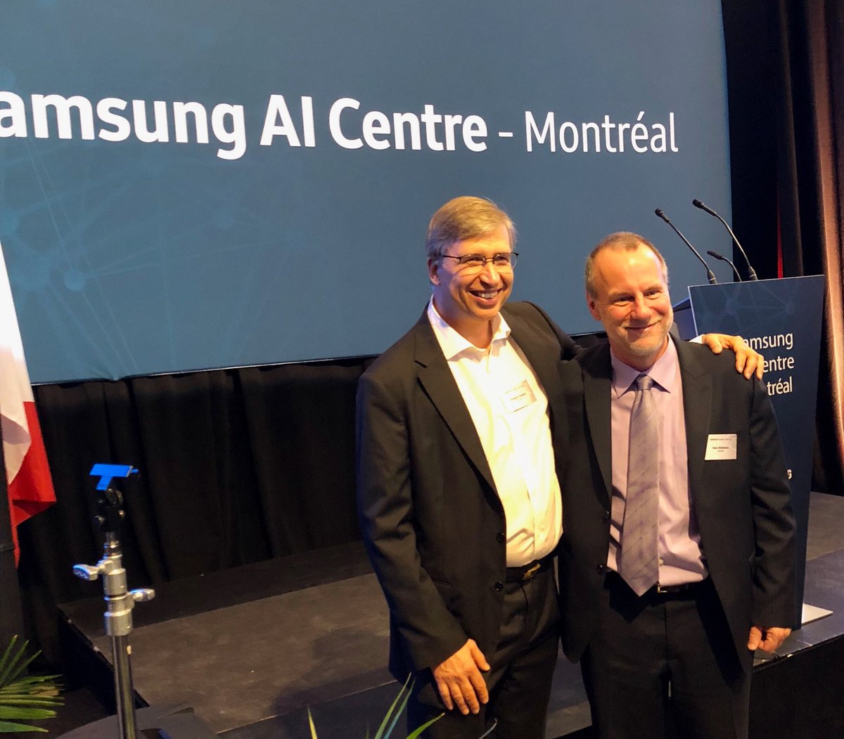 Former <a href="/McGill_CIM/">McGill CIM</a> director Greg Dudek <a href="/gdudek/">greg dudek</a> announced as the director of the new Samsung AI Centre Montreal. With him is the director of the Toronto Samsung AI Center, Sven Dickinson.