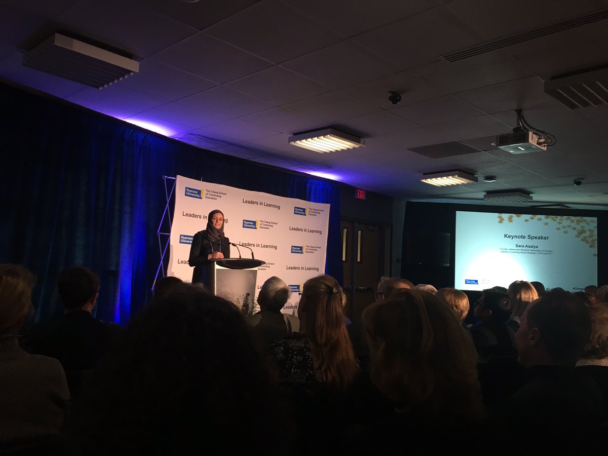 MarwanAsalya's tweet photo. @saraAsalya delivering keynote speech at @ChangSchool Leadership in Learning Award #ChangLinL @RyersonU 
So proud! https://t.co/XVAAhkudFk
