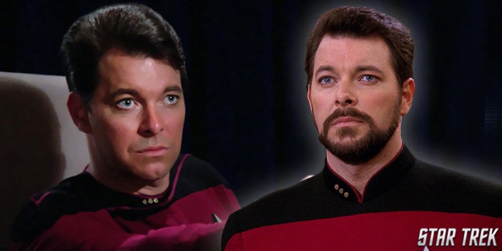 StarTrek's tweet photo. The great debate: Beard or No Beard? #NoBeardDay #StarTrek #RikersBeard #NumberOne @jonathansfrakes #Riker https://t.co/ge10hgenHJ https://t.co/46vFYOx4TF