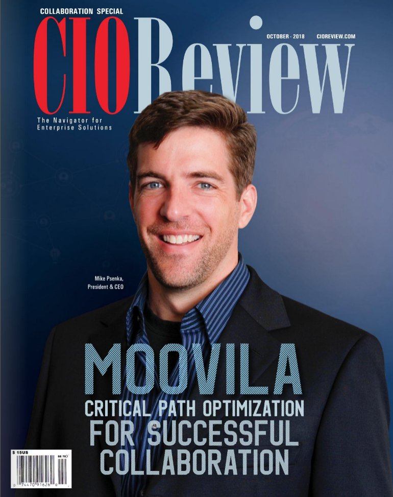 Moovila_App's tweet image. We’re honored to be selected as one of the 10 Most Promising Collaboration Solution Providers by @cioreview! Don’t miss Moovila CEO Mike Psenka’s cover story around Critical Path Optimization for Successful #Collaboration: bit.ly/2yNkwvi