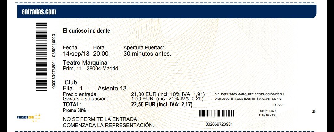 aberjon33's tweet photo. 20 años de cultura, diversión, entretenimiento, intrigas, dramas, alegrías... En fin, 20 años de entradas. Comparto la última intriga que vi el pasado septiembre!  #20añosdeentradas https://t.co/eO8iSNC9S1