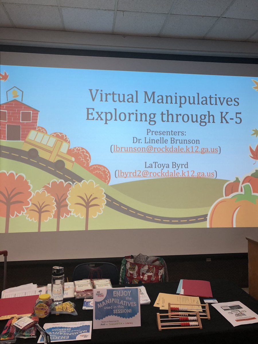 LinelleBrunson's tweet photo. Facilitating Virtual Manipulatives Workshop at GCTM Conference with @ByrdTeaching #TeacherEngagement #DoingtheMath @MathRcps https://t.co/CQij3Y7JfH