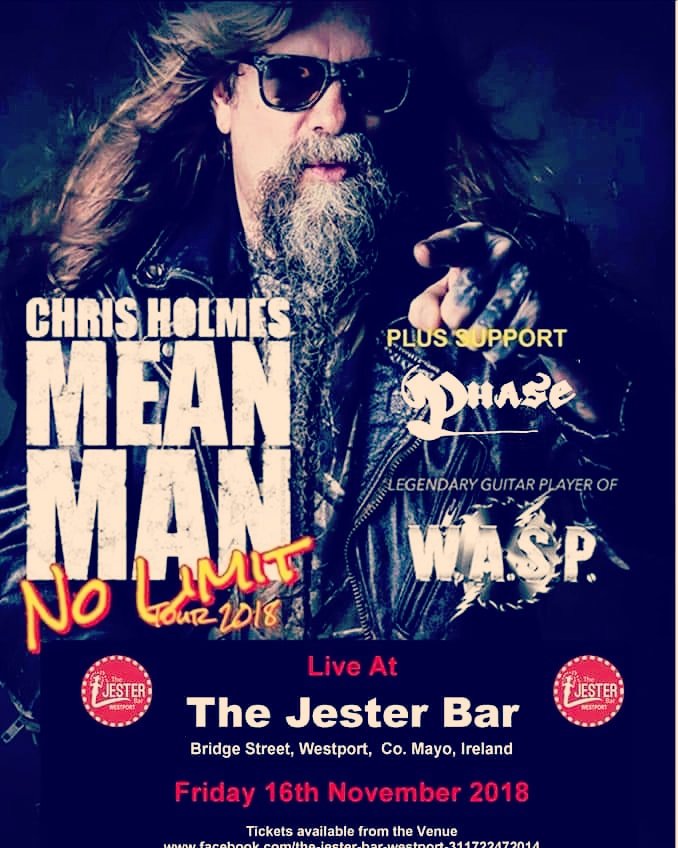 TitlesWorking's tweet image. This LEGEND is playing in #thejesterbar #westport #November16th 😎❤️✌️WorkingTitles has been given two tickets to give away😊 "Like"/"Follow" our page, comment below who you'd bring and SHARE🤞
#chrisholmes #meanman #wasp #freetickets #phase #mayoevents #mayovenues #competition