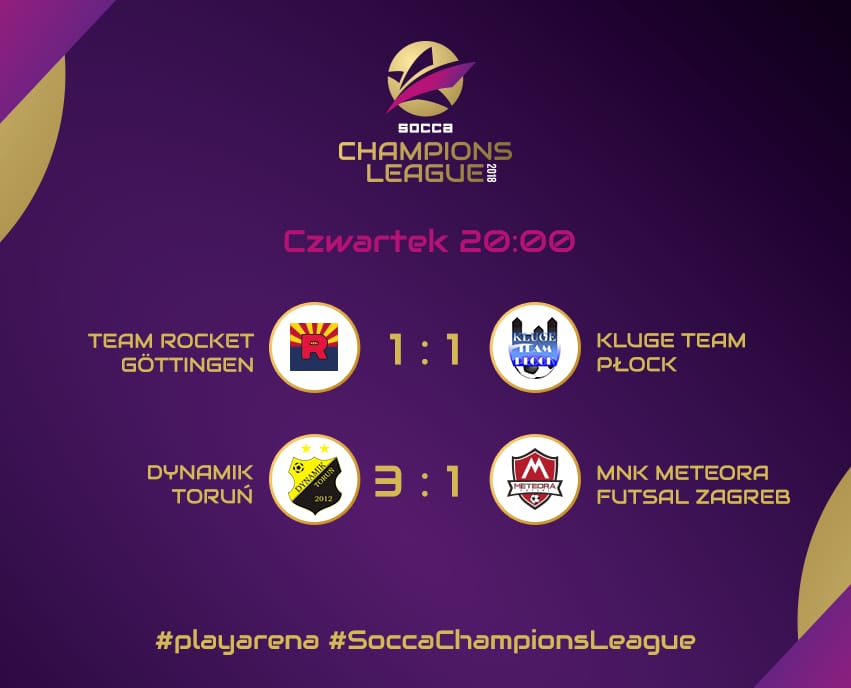 playarenaPL's tweet photo. Team Kluge Płock 1:1 TeamRocket Uniliga Göttingen
Dynamik Herring Toruń 3:1 MNK Meteora Futsal

PO PIERWSZYM DNIU MAMY 4 PUNKTY NA KONCIE 💪

#playarena #SoccaChampionsLeague #socca #NakazGry #RobimyToNaBoisku https://t.co/OpQ0MZLykc