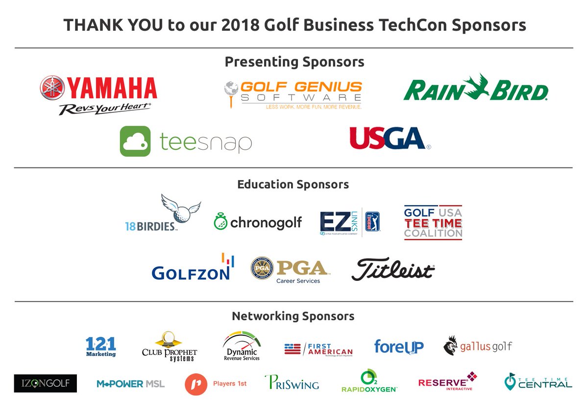 TheNGCOA's tweet image. Thank you to all of our sponsors that participated in #TechCon18! Thanks to you, attendees had the chance to explore new options that could make their golf business more efficient and/or effective.