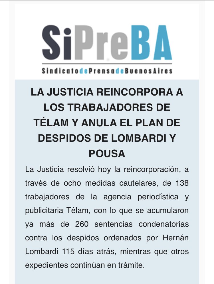 somostelam's tweet photo. Ahora sí: ganó el periodismo. 
#TelamSeDefiende
#TelamSomosTodxs https://t.co/TtADSXuElC