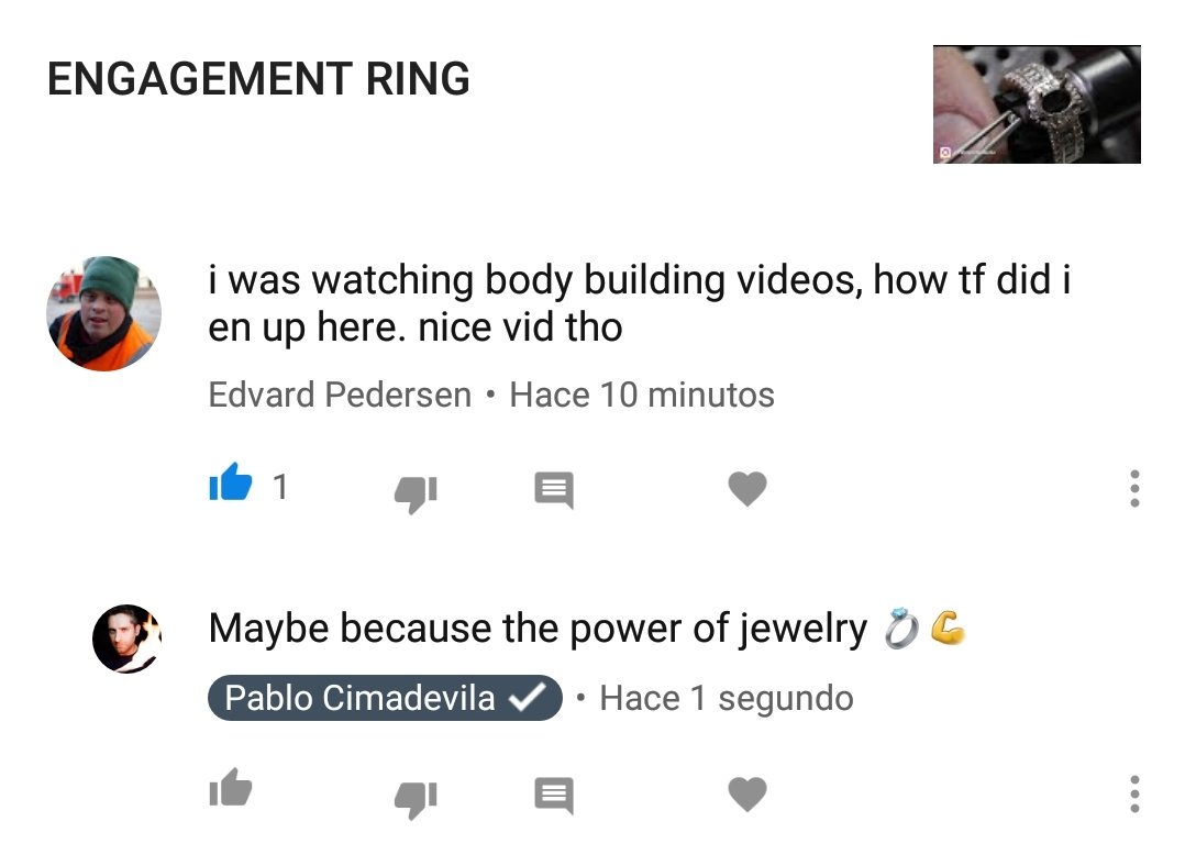 PabloCimadevila's tweet photo. 💪💍

#youtubecomment https://t.co/sMplq3KAKD