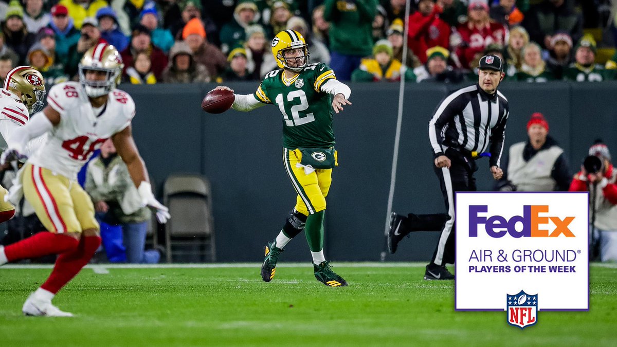 packers's tweet photo. #Packers QB @AaronRodgers12 has been voted @FedEx @NFL Air Player of the Week!

📰: https://t.co/zJfjmbiZBH 

#GoPackGo https://t.co/Uz9Ncj6WcH