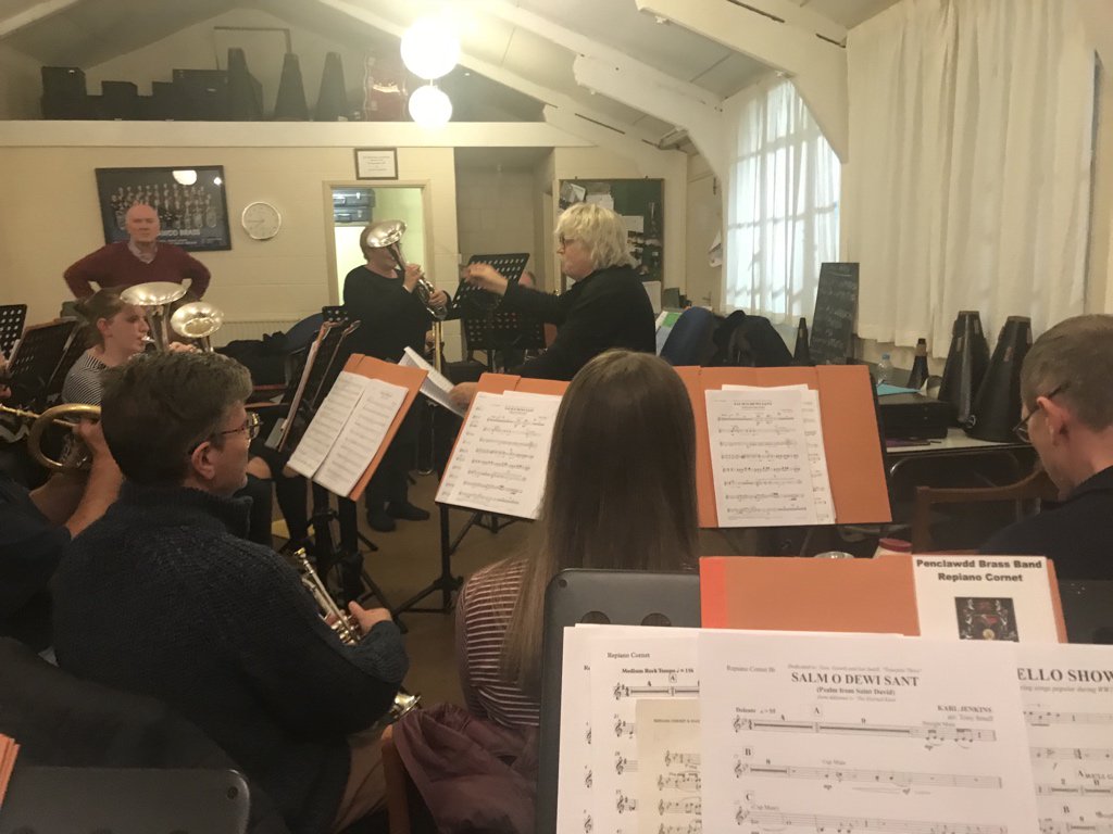 penclawddbrass's tweet photo. @KarlJenkinsReal putting @PenclawddBrass #Band through their paces before tomorrow’s #concert at St Catherine’s Church #Gorseinon https://t.co/M38fKBRx5I
