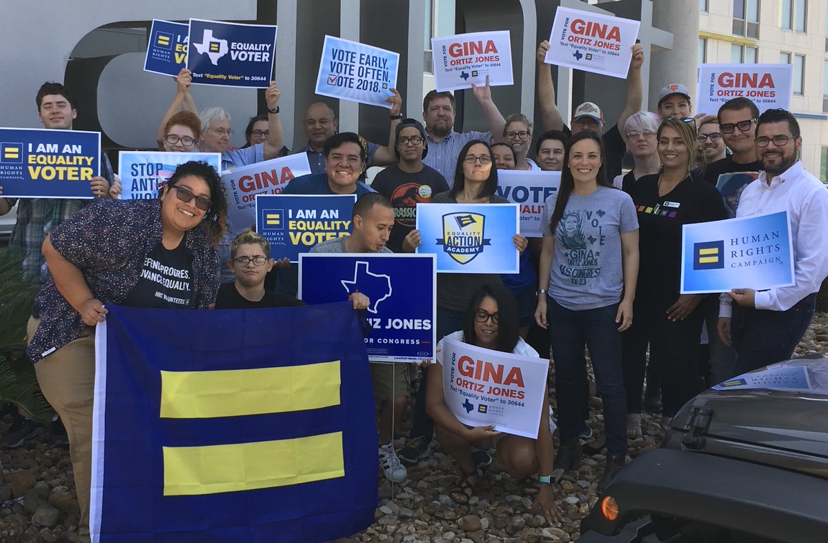 Gina Ortiz Jones with HRC staff and volunteers