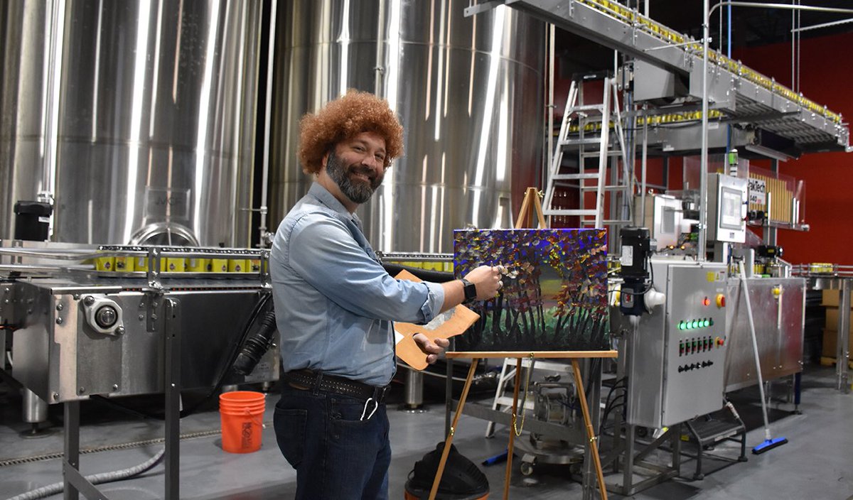 COOPAleWorks's tweet photo. Our very own Bob Ross is preparing for our Pint &amp; Paint night with @Nature_OK tonight. 🎨👨🏼‍🎨 Spots to paint are full, but you can learn more about the #OktoberForest initiative at https://t.co/PC8NH5gfs0. 🌲🍺 https://t.co/IultNlXQwX