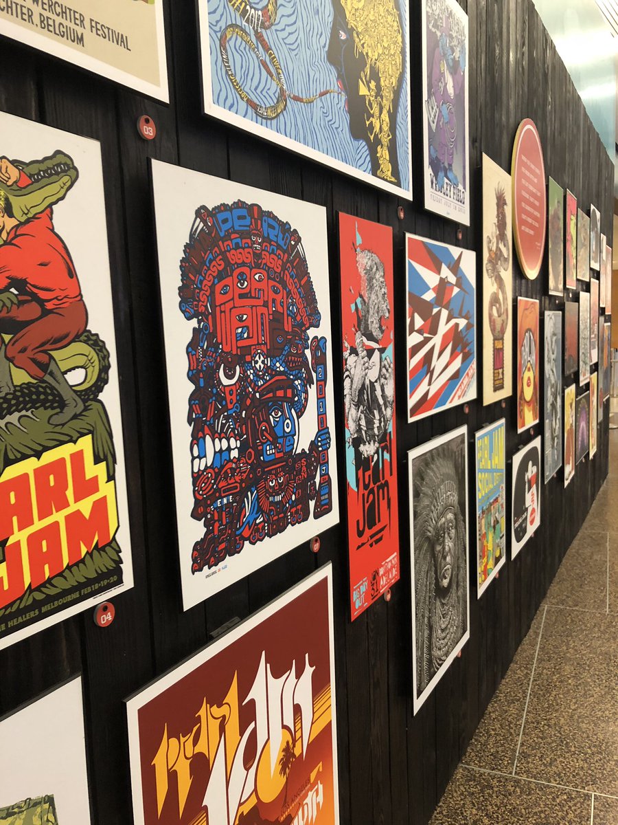 ciaranbu's tweet photo. Amazing @PearlJam concert poster wall in Seattle airport! https://t.co/I3Le4TGnDN