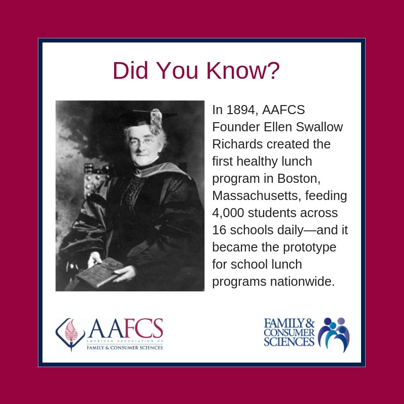 In honor of #NationalSchoolLunchWeek, we're sharing AAFCS Founder Ellen Richards' contributions in this area!