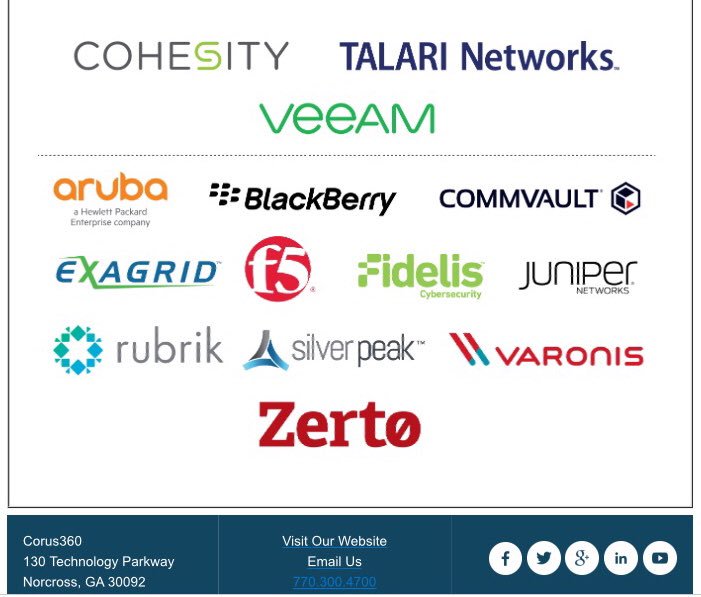 DaraRMerlin's tweet photo. Thanks to our #SecuritySummit360 partners:
@talari @Cohesity @Veeam @Zerto @ExaGrid @varonis @BlackBerry @rubrikInc @Commvault @JuniperNetworks @fidelis https://t.co/uOixr6mHs9