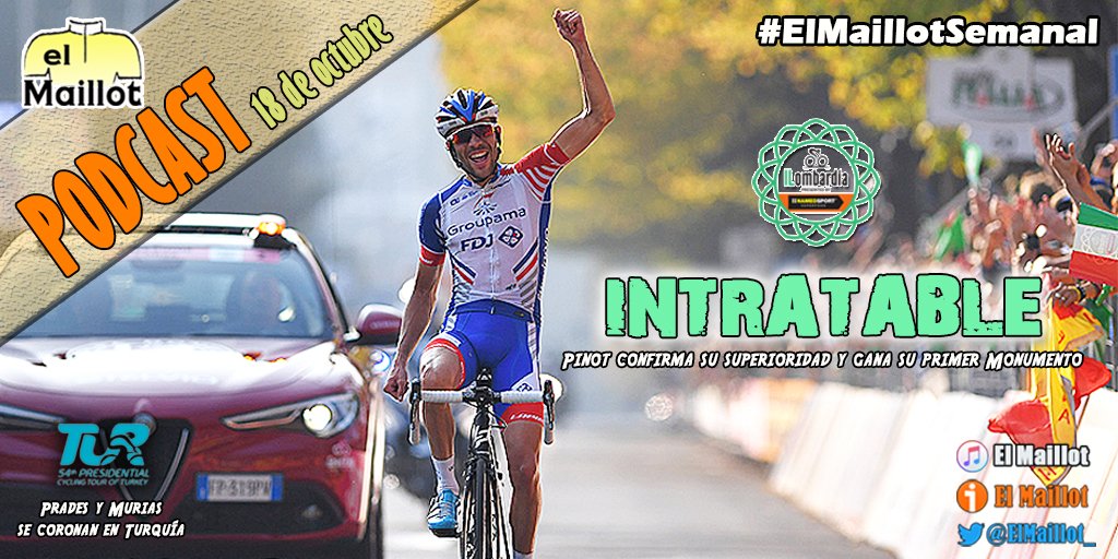 ElMaillot_'s tweet photo. 🔊 PODCAST | ¡Qué poco queda para el final! ¡Nuevo #ElMaillotSemanal!
📝 '@ThibautPinot, intratable en #ILombardia' 🏆
🔥 #TUR2018 👉 @eduprades y @MuriasTeam 🔝
📌 #TourofGuangxi 🇨🇳
📊 #Mercado
📲 https://t.co/NaQzHhjb2w
📲 https://t.co/7tvHEMSVgl https://t.co/E0JeCqYeyc